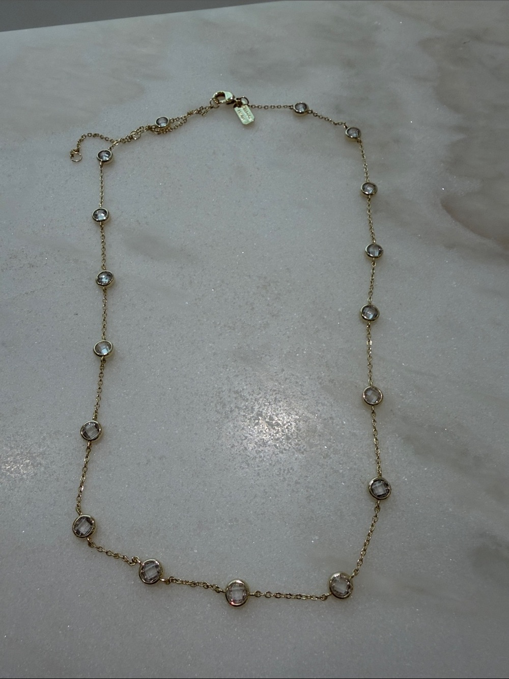 Melinda Maria Gold Necklace with Clear Crystal Stations